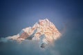 View of Mount Amphu Gyabjen in Himalaya mountains at sunset. Khumbu valley, Everest region, Nepal Royalty Free Stock Photo