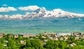 View of Mount Aragats from Gyumri in Armenia