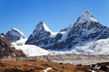 View of mount Cholo, Kangchung peak and Nirekha peak Royalty Free Stock Photo