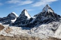 View of mount Cholo, Kangchung peak and Nirekha peak Royalty Free Stock Photo