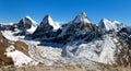 View of mount Cholo, Kangchung peak and Nirekha peak Royalty Free Stock Photo