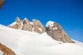 View of Mount Ciucas peak on a sunny winter day with beautiful rock formations Royalty Free Stock Photo