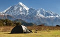 View of mount Dhaulagiri with tent