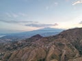 View of Mount Etna from the city of Castelmola, Sicily, Royalty Free Stock Photo