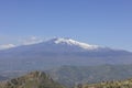 View of Mount Etna volcano from path of Saracens in mountains between Taormina and Castelmola, Sicily Italy Royalty Free Stock Photo