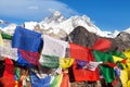 Mount Everest Lhotse buddhist prayer flags Himalayas Royalty Free Stock Photo