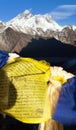 Mount Everest Lhotse buddhist prayer flags Himalayas Royalty Free Stock Photo