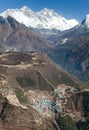 View of Mount Everest, Lhotse and Namche Bazar