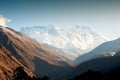 View of Mount Everest, Lhotse and Nuptse in Himalayas, Nepal Royalty Free Stock Photo