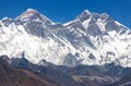 View of Mount Everest, Nuptse rock face, Lhotse Royalty Free Stock Photo