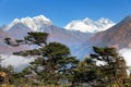 Mount Everest, Nuptse rock face, Mount Lhotse Royalty Free Stock Photo