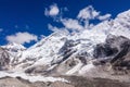 View of Mount Everest range over a blue sky, Everest Base Camp trek, Nepal