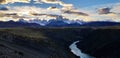 View of Mount Fitz Roy and Cerro Torre from Rio De Las Vueltas canyon near El Chalten, Patagonia, Argentina Royalty Free Stock Photo