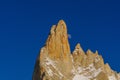 View of Mount Fitz Roy and the lake in the National Park Los Glaciares National Park at sunrise. Autumn in Patagonia Royalty Free Stock Photo