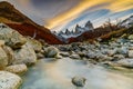 View of Mount Fitzroy during sunset. Argentine Patagonia in Autumn