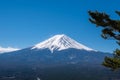 View of Mount Fuji, commonly called Fuji san in Japanese, Mount Fuji`s exceptionally symmetrical cone, which is snow capped for