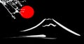 View Mount Fuji Kyoto and Osaka flowers red sun Royalty Free Stock Photo