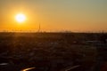 View of Mount Fuji and Tokyo Skytree from an office building in Kamagaya City, Chiba Prefecture. Royalty Free Stock Photo