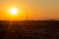 View of Mount Fuji and Tokyo Skytree from an office building in Kamagaya City, Chiba Prefecture. Royalty Free Stock Photo