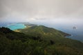view from mount gower of lord howe island from sky on Lord Howe Island in Australia
