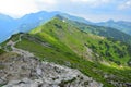 View from mount Kasprowy Wierch to the ridgeway which leads along the polish-slovakian border. High Tatras, Poland Royalty Free Stock Photo