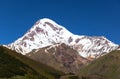 View of Mount Kazbek, near Stepantsminda. Georgia. Royalty Free Stock Photo