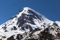 View of Mount Kazbek, near Stepantsminda. Georgia. Royalty Free Stock Photo