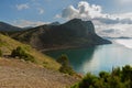 View on Mount Koba-Kaya from Cape Kapchik in Black Sea. Crimea. Royalty Free Stock Photo