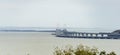 View from Mount Mithridates to new Crimean Bridge, also called Kerch Bridge, through Kerch Strait to Crimea Royalty Free Stock Photo