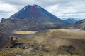 View of Mount Ngauruhoe - Mount Doom from Tongariro Alpine Crossing hike with clouds above Royalty Free Stock Photo