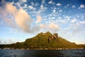 View of Mount Otemnaufrom the sea at sunset, Bora Bora, French Polynesia Royalty Free Stock Photo