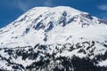 View of Mount Rainier summit covered by snow Washington USA