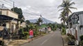 View of Mount Slamet, Central Java people come and go Royalty Free Stock Photo