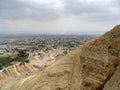 View from Mount Temptation over Jericho onto Dead sea and Jordan mountains Royalty Free Stock Photo