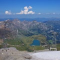 View from mount Titlis towards Engelberg. Lake Trubsee.