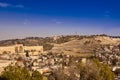 View from Mount Zion to the Mount of Olives with the Jewish cemetery, left the Temple Mount of Jerusalem. Israel, Middle East Royalty Free Stock Photo