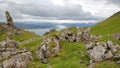 View from the mountain Ben Tianavaig towards the South, Isle of Skye, Highlands, Scotland, UK