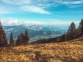 Haus im Ennstal, Steiermark/Austria - September 2016 - View from Hauser Kaibling over the valley and the Dachstein Glacier