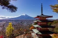 View of mountain Fuji in autumn Japon Royalty Free Stock Photo