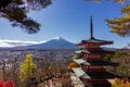 View of mountain Fuji in autumn Japon Royalty Free Stock Photo
