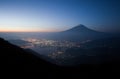 View of Mountain Fuji and Kawaguchiko lake in morning autumn Royalty Free Stock Photo