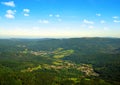 View from the mountain Grosser Arber on the city Bayerisch Eisenstein and Zelezna Ruda, Germany. Royalty Free Stock Photo