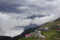 View of a mountain high plateau village Royalty Free Stock Photo