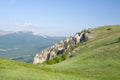 View of mountain landscape from the height of the mountain range Royalty Free Stock Photo