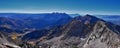 View of mountain landscape from White Baldy and Pfeifferhorn trail, Box Elder and Mill Canyon Peak, American Fork Canyon and Silve