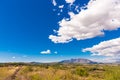 View of the mountain of Montserrat, Catalunya, Spain. Copy space for text. Royalty Free Stock Photo