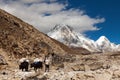 View from the mountain near Lobuche to Lhotse and Nuptse - Nepal, Himalayas Royalty Free Stock Photo
