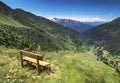 View on the mountain panorama with bench at Ponte di Legno Royalty Free Stock Photo