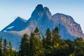 A view of the mountain peaks in the evening. Norway