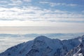 View mountain peaks of High Tatras from Lomnicky Peak. Royalty Free Stock Photo